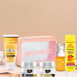 Lilium Vitamin C Face Wash, D-Oxy Tan Scrub, Pack, Serum & Sunscreen Gift Set-14