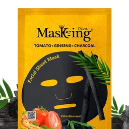 MasKing Unisex Pack Of 3 Tomato, Ginseng & Charcoal Facial Sheet Mask-13