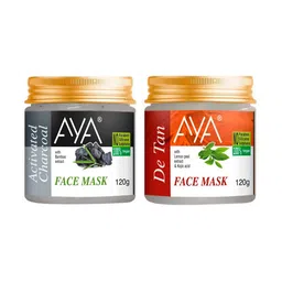 AYA Set of Activated Charcoal & De Tan No Paraben Face Mask - 120 g Each-15