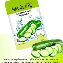 MasKing Set Of 5 Beauty Facial Sheet Mask of Cucumber Extract 20ml each image 5