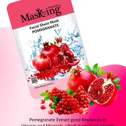 MasKing Unisex Pack of 2 Pomegranate & Charcoal Facial Sheet Mask image 2