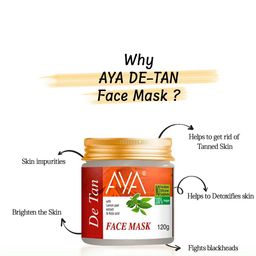 AYA Set of Activated Charcoal & De Tan No Paraben Face Mask - 120 g Each image 4