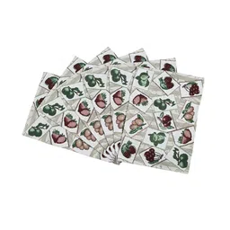 BELLA TRUE Set of 7 Grey & Green Mix fruit Printed Table Placement and Runner set image 2