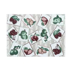 BELLA TRUE Set of 7 Grey & Green Mix fruit Printed Table Placement and Runner set image 5