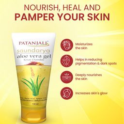 Patanjali Set of 3 Saundarya Aloe Vera Gel with Kesar Chandan - 150 ml Each image 4