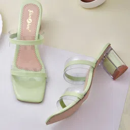 GLAMZKART Double Strap Open Toe Block Heels-picture-43