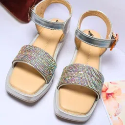 Tiny Bugs Girls Embellished Open Toe Wedge Heels image 1