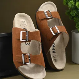 AfroJack Men Two Strap Leather Comfort Sandals With Buckles-image-83