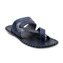 Mochi Men Blue Leather Comfort Sandals-image-95