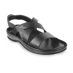 Metro Men Black Leather Comfort Sandals-image-12