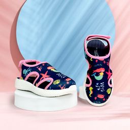 KazarMax Kids Navy & Pink Printed Comfort Sandals-image-70