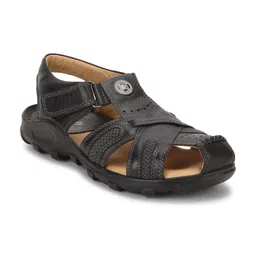 Red Chief Men Black & Brown Leather Comfort Sandals-image-52