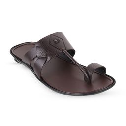 Metro Men Textured Leather One Toe Comfort Sandals-image-22