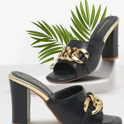 Bruno Manetti Navy Blue PU Block Sandals-29