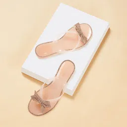 Forever Glam by Pantaloons Embellished Open Toe T-Strap Flats-image-84
