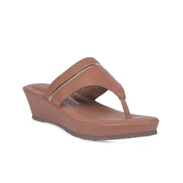 Bata PU Round Toe T Strap Wedge Sandals-25