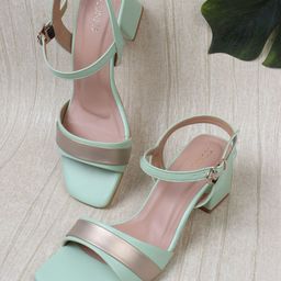 ICONICS Women Striped Open Toe Block Heels-21
