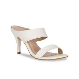 Bruno Manetti Women White Textured PU Slim Sandals-55