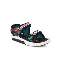 Campus Kids Black & Teal Blue Printed Sports Sandals-image-91