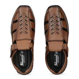 SHENCES Men Leather Shoe-Style Sandals-image-4