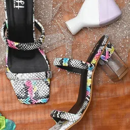 Hydes N Hues Printed Open Toe Block Heels-30