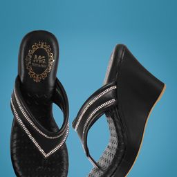 madam glorious Embellished Party Wedge Heels-45