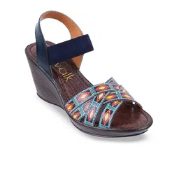 Catwalk Printed Leather Wedge Heel Sandals-49