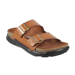 Mochi Men Tan & Gunmetal-Toned Leather Comfort Sandals-picture-57