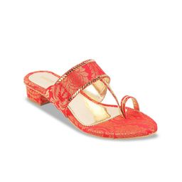 Mochi Ethnic Woven Design One Toe Block Heels-50