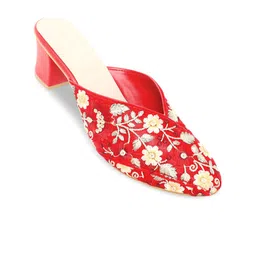 V-WALK Women Embellished Ethnic Block Mules-22