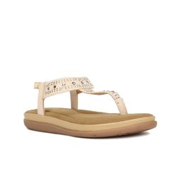 Bata Embellished Open Toe T-Strap Flats-40