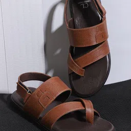 Carlton London Men Tan & Black Comfort Sandals-image-71
