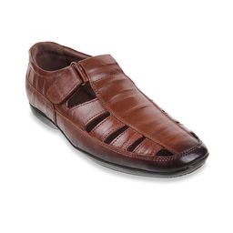 Metro Men Tan Brown Leather Shoe-Style Sandals-image-87