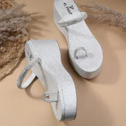El Paso Embellished Open Toe Wedge Heels-38