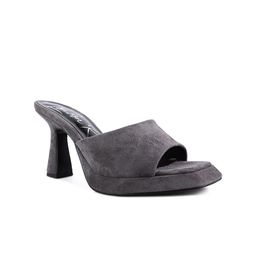 London Rag Women Grey Suede Party Block Heels-picture-1