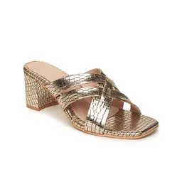 VALIOSAA Gold-Toned Party Block Sandals-34