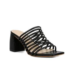 RAG & CO Strappy Leather Open Toe Block Heels-12