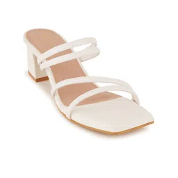 Mast & Harbour White Strappy Open Toe Block Heels-48