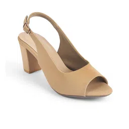 Tresmode Women Striped Block Heeled Peep Toes-51