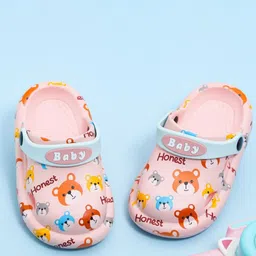 Yellow Bee Girls Pink & Blue Printed Rubber Clogs-42