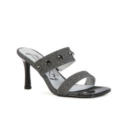 London Rag Women Black Diamante Adorned Glitter Kitten Heels-27
