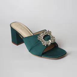 CAI Embellished Party Open Toe Block Heels image 3