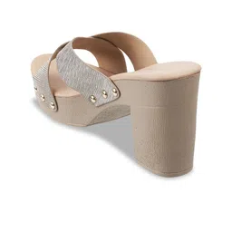 Metro Silver-Toned Textured Block Sandals image 3