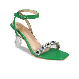 KLEXIO Embellished Open Toe Block Heels image 3