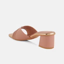 Mast & Harbour Peach-Coloured Open Toe Block Heels image 3