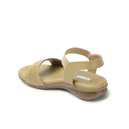 ELLE Textured Open Toe Flats With Backstrap & Laser Cuts image 4