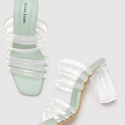 Marc Loire Green Self Design Transparent PU Block Sandals image 4