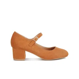 RAG & CO Round Toe Suede Block Heel Pumps image 3