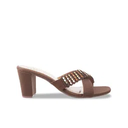 Mochi Embellished Cross Strap Block Heels image 3