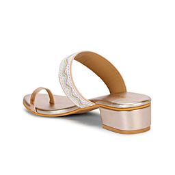 Anouk Gold-Toned Embellished Open Toe Block Heels image 3